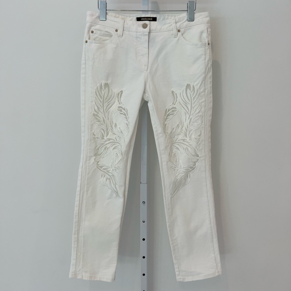 ROBERTO CAVALLI CREAMY WHITE JEANS SIZE 10 / 44